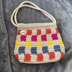 The Sak Ava Mini Hobo Bag Crochet Rainbow Checkered Purse Shoulder Bag